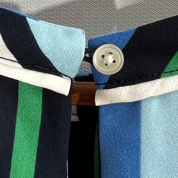 LOFT Outlet Stripe Sleeveless Blouse Blue Green Scoop Neck Tank Top NWT Size M - Picture 7 of 11